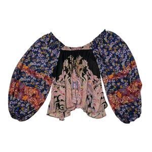 Free People Blouse Womens S Small Multi Positano Off The Shoulder Bohemian Top